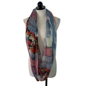 Staring At Stars Womens Scarf One Size Multicolor Bohemian Infinity Embroidered